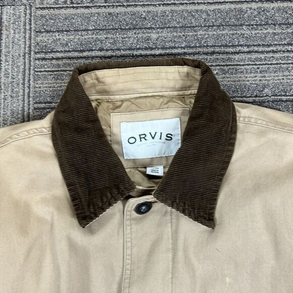 Orvis Jacket Coat Barn Corduroy Collar Cuffs Quilted Canvas Full Zip XL - Picture 6 of 10